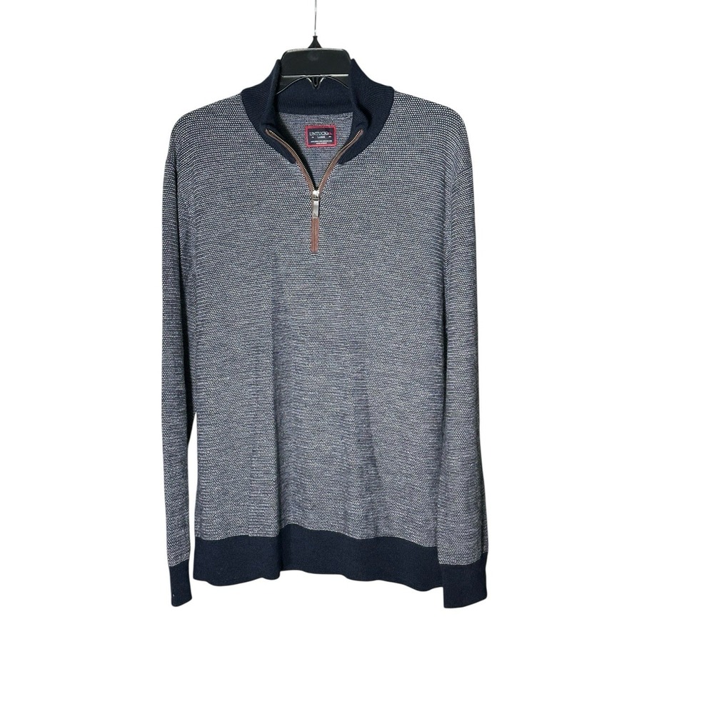 UNTUCKIT Quarter Zip Sweater Belguardo Size Large‎ Jacquard 100% WOOL #B10